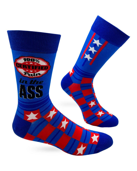 100% Certified Pain in The Ass Men's Novelty Crew Socks