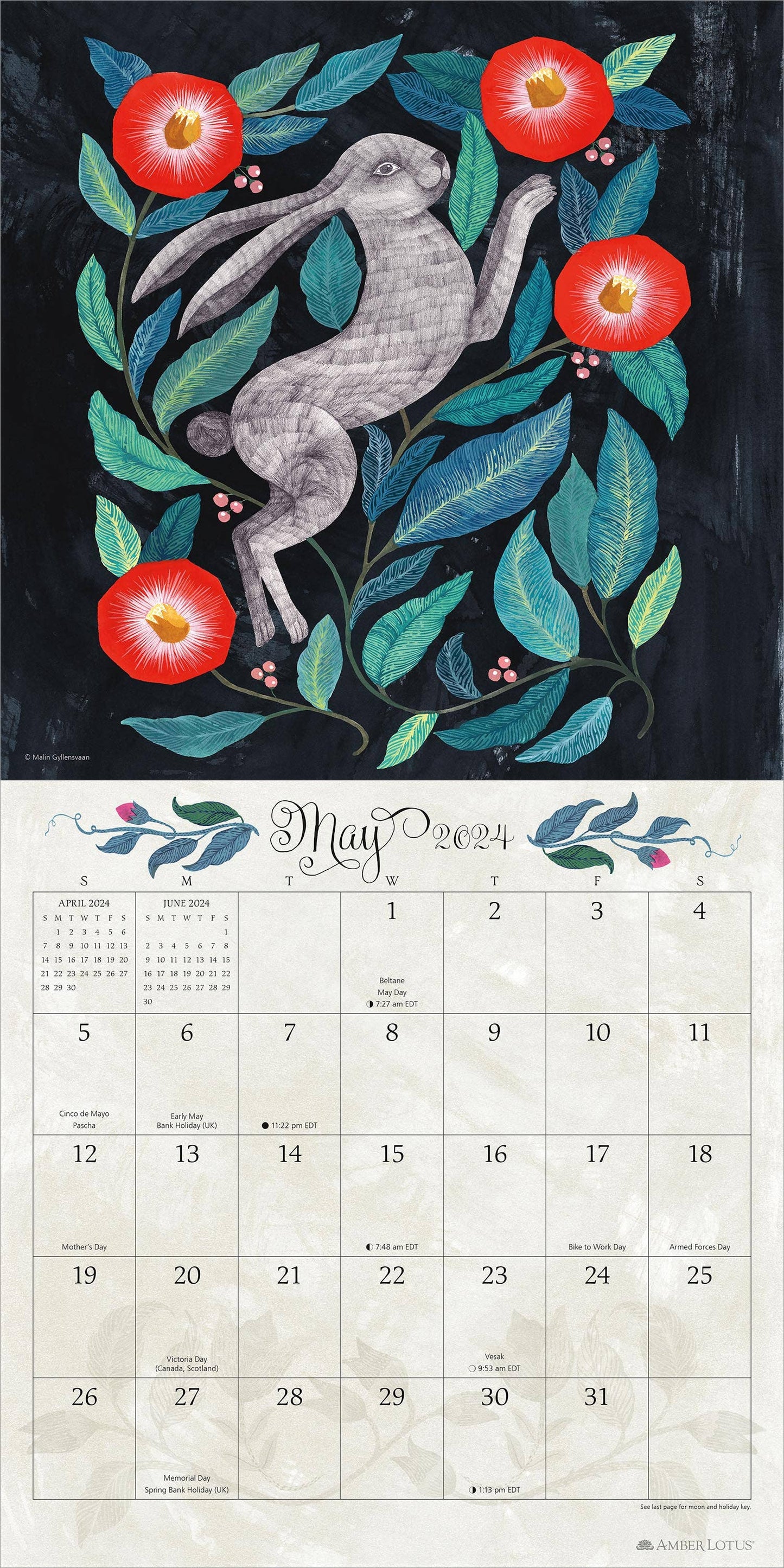 Flora & Fauna 2024 Wall Calendar by Malin Gyllensvaan