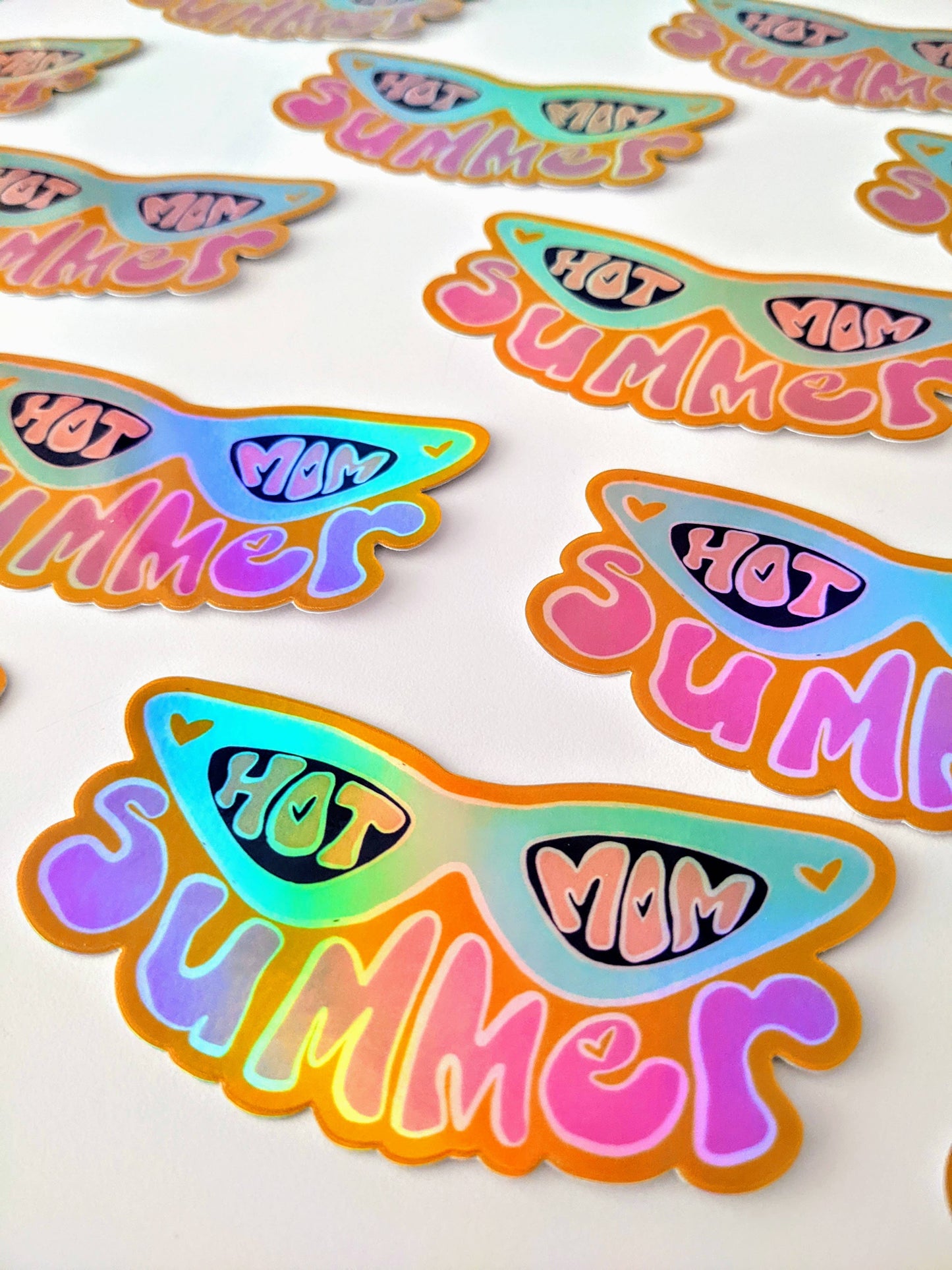 Hot Mom Summer Sunglasses Holographic Sticker