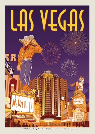 Viva Vintage Vegas Cowboy Postcard