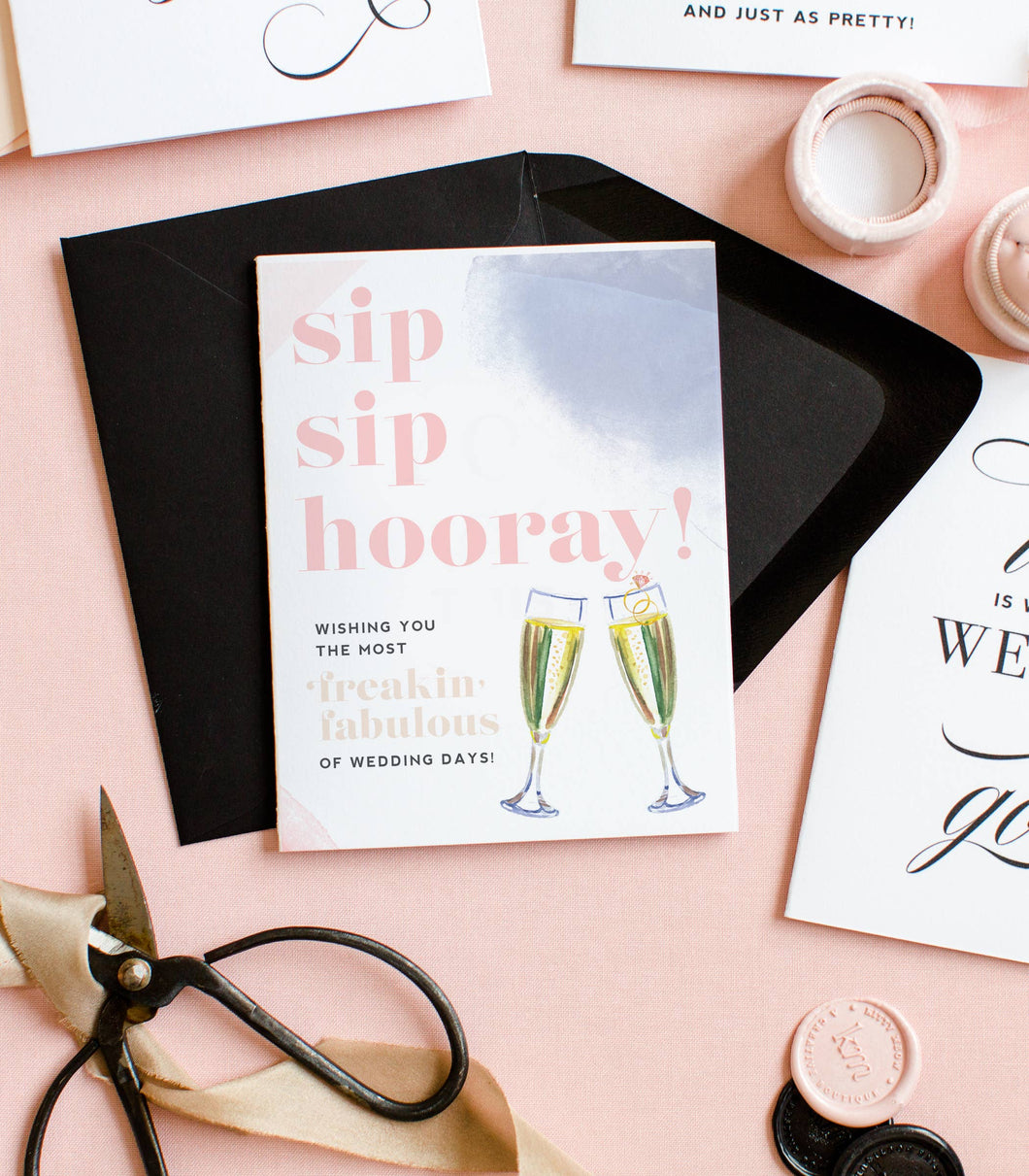 Sip Sip Hooray Freakin Fabulous Wedding Card