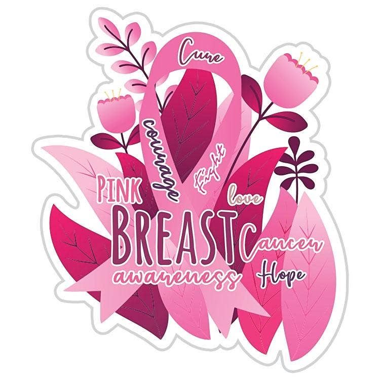 Breast Cancer Awareness Floral Ribbon Sticker