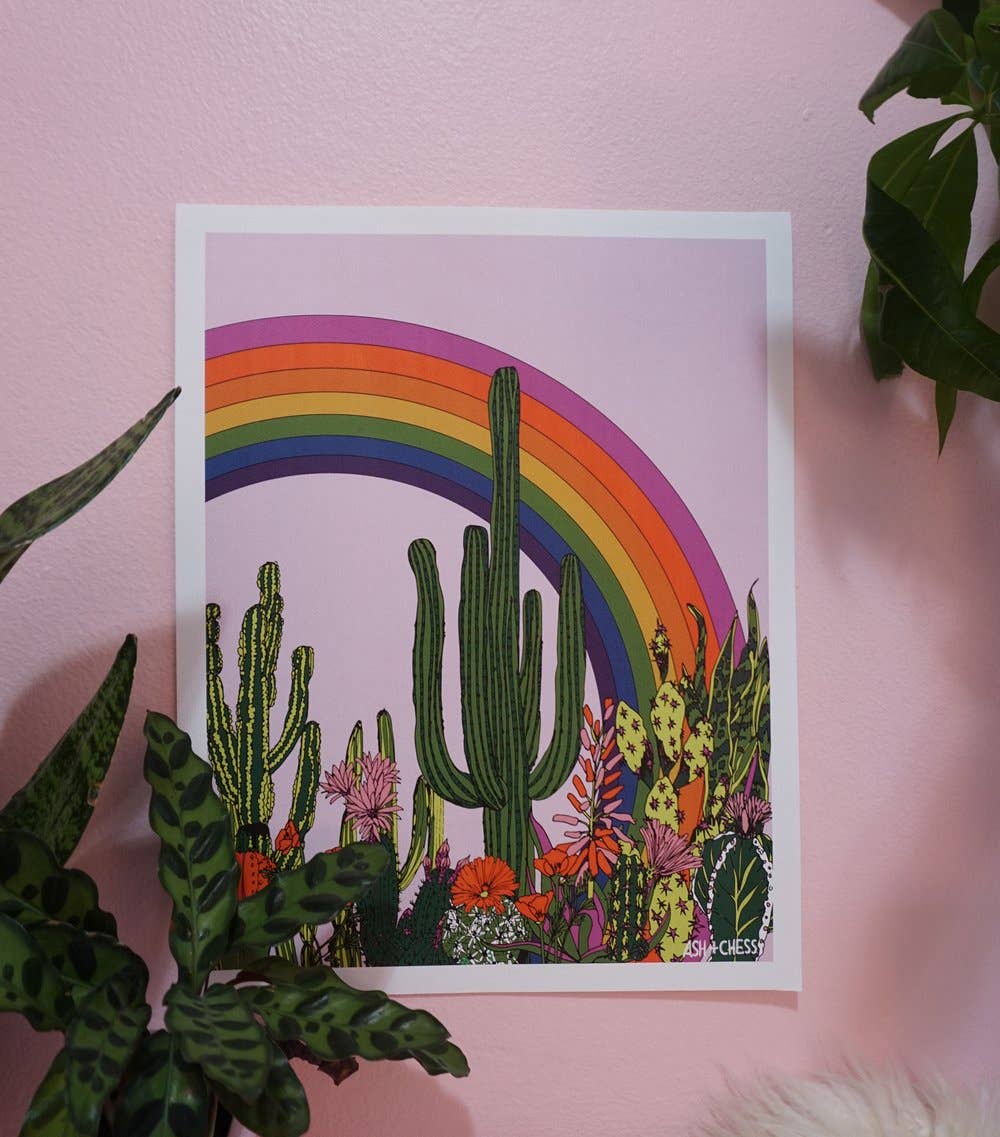 11" x 14" Rainbow Cactus Art Print