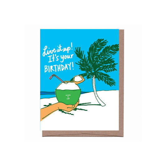 Scratch & Sniff Coconut Drink Birthday Greeting Card