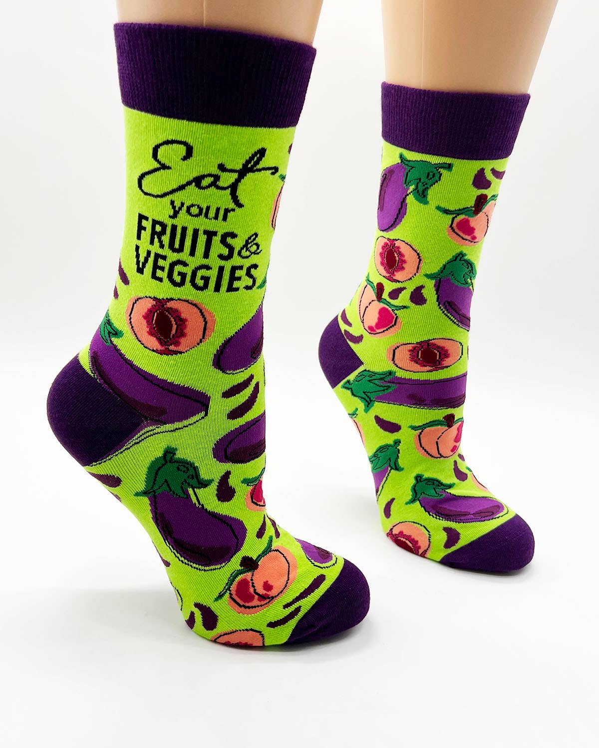 Eat Your Fruits and Veggies Funny Ladies' Novelty Crew Socks