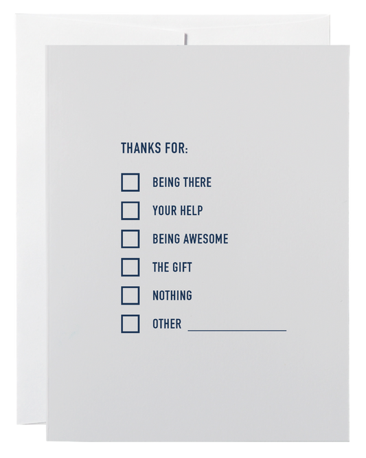 Thanks For Checklist Card