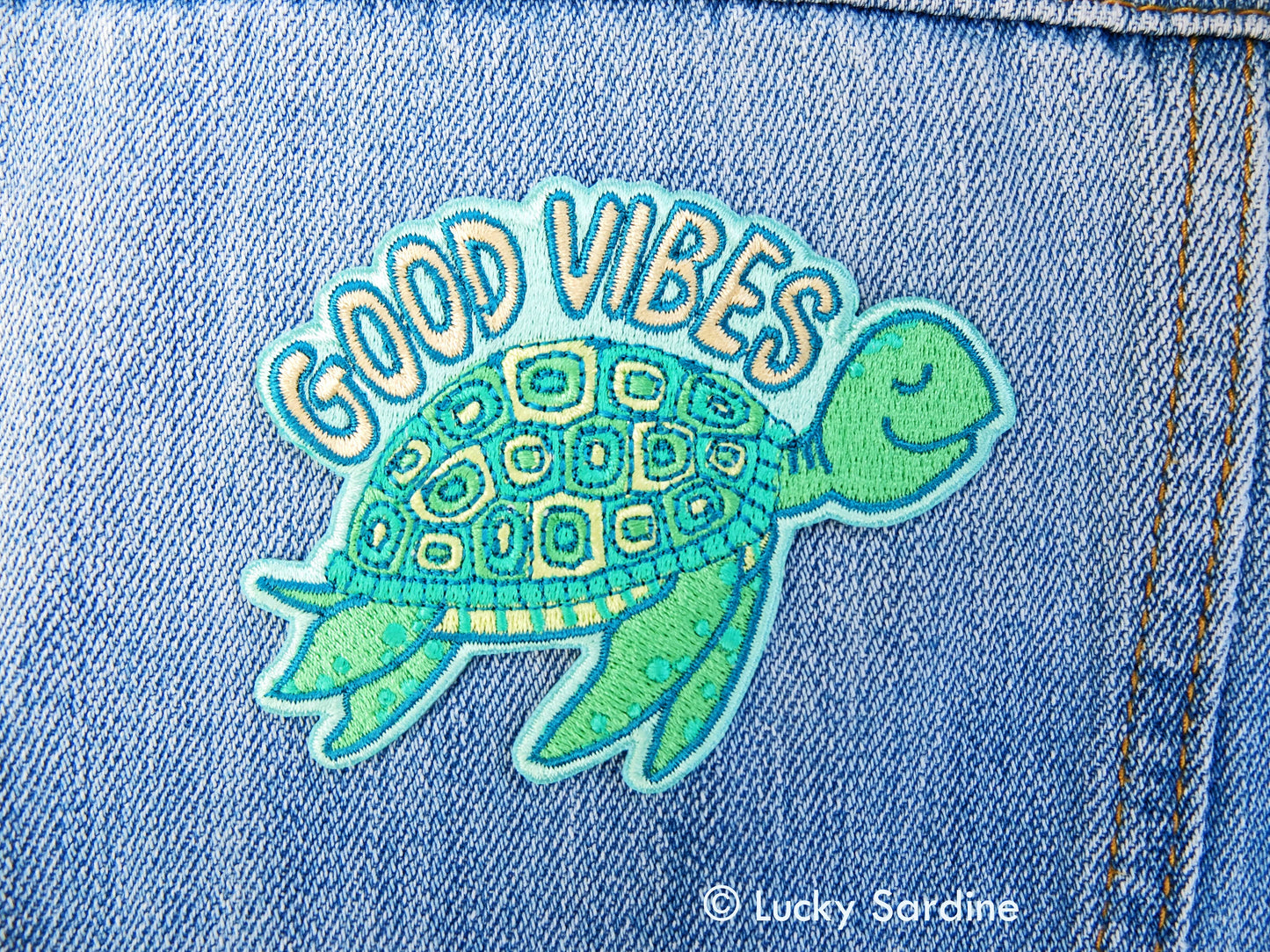 Sea Turtle, Good Vibes Embroidered Patch