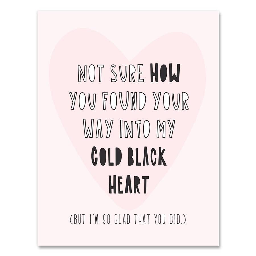 Cold Black Heart Love Card
