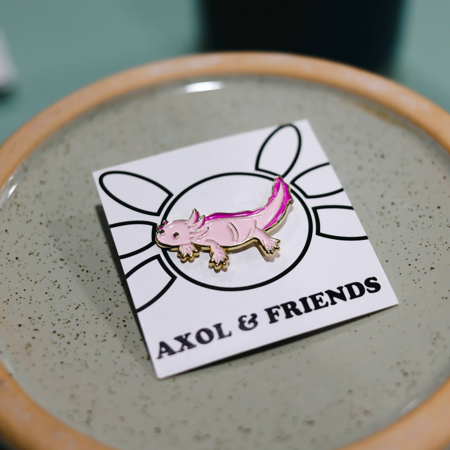 Pink and Gold Enamel Axolotl Pin