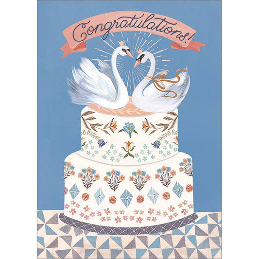 Swan Cake Wedding Greeting Card (6 Pack)