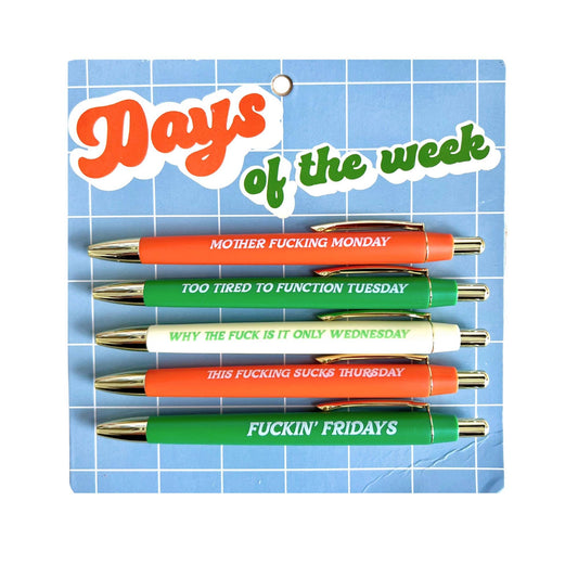 Days Of The Week Pen Set (funny gift, stocking stuffer)