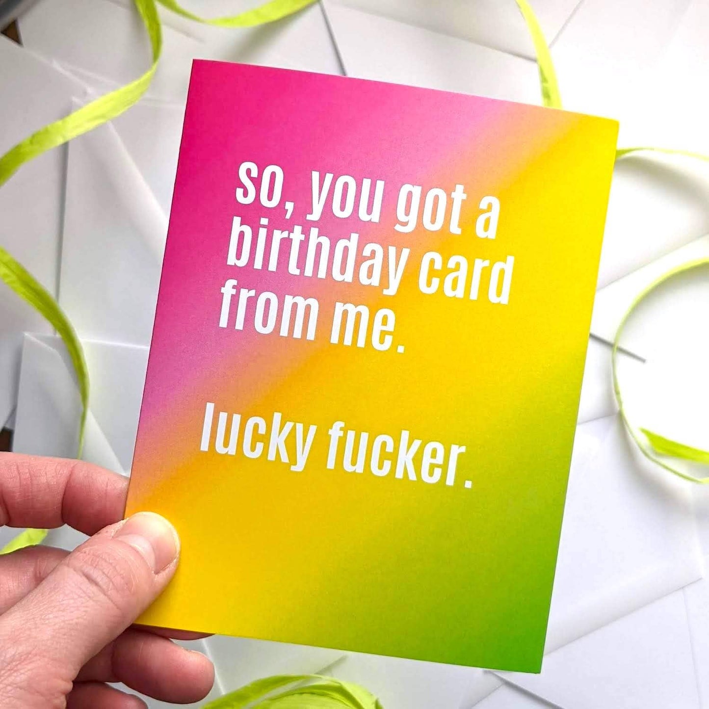 Lucky Fucker Birthday Card