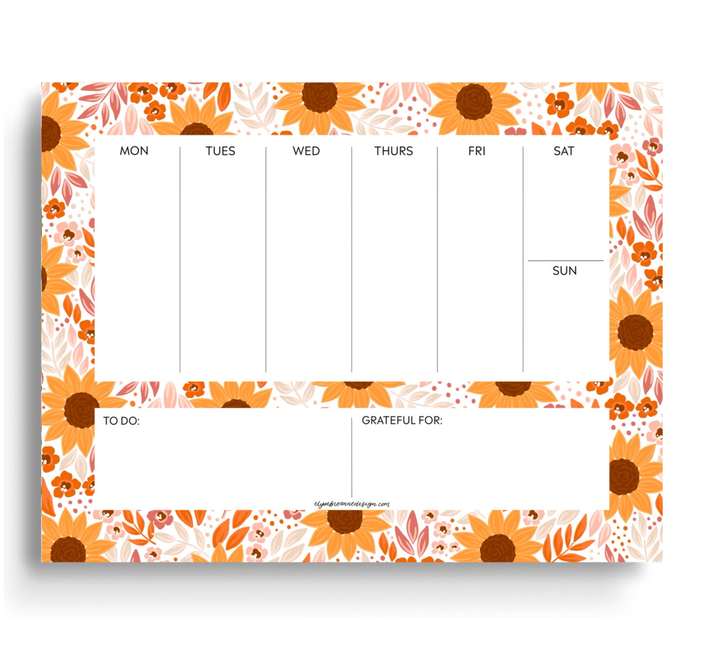 Sunflower Field Weekly Planner Notepad, 8.5x11 in.