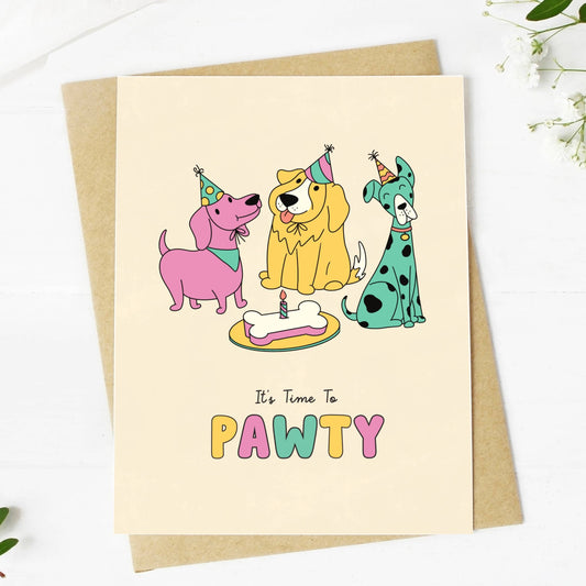 It's Time To Pawty Birthday or Congratulations Card