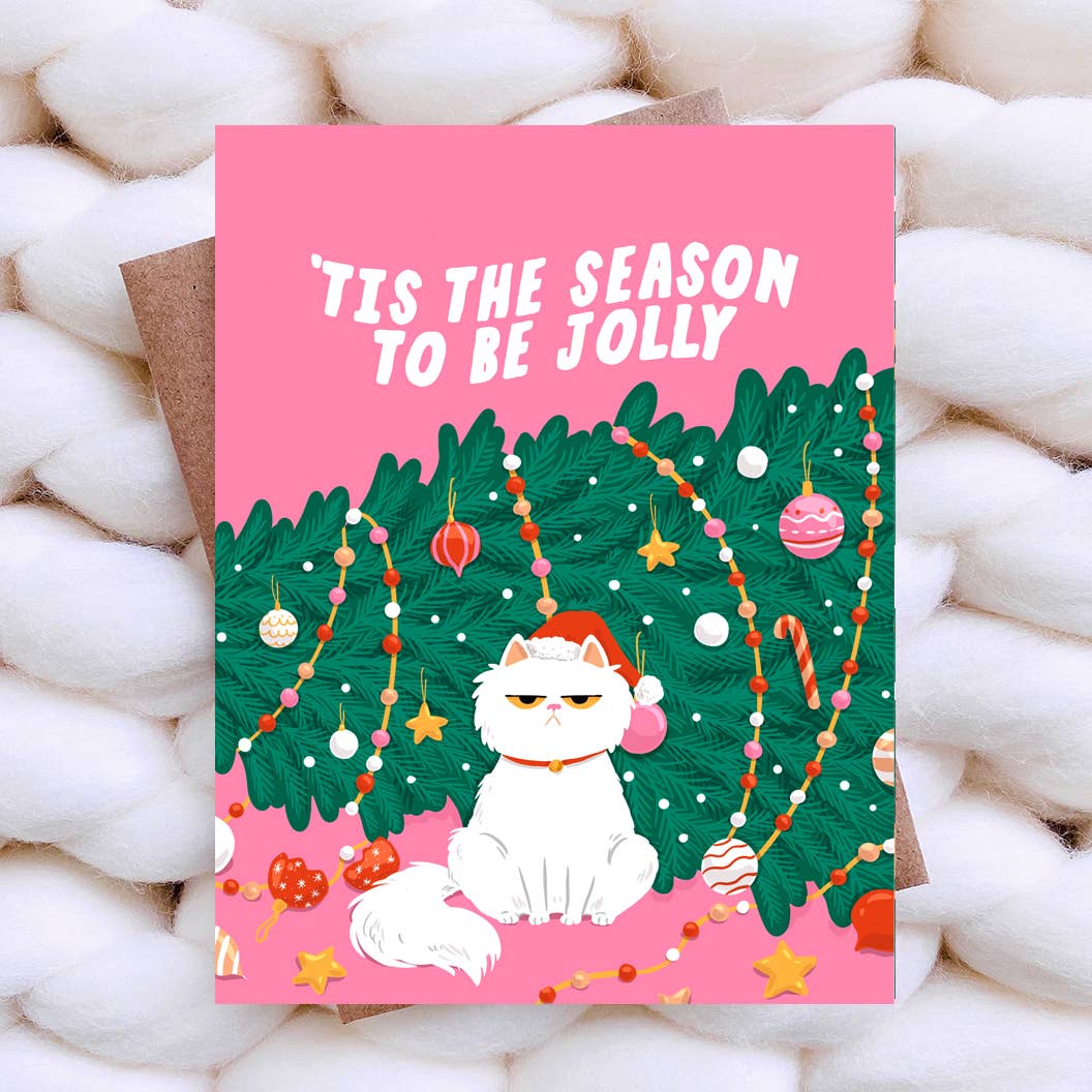 Funny Holiday Card - Jolly Cat