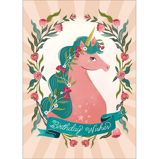 Floral Unicorn Birthday Greeting Card (6 Pack)