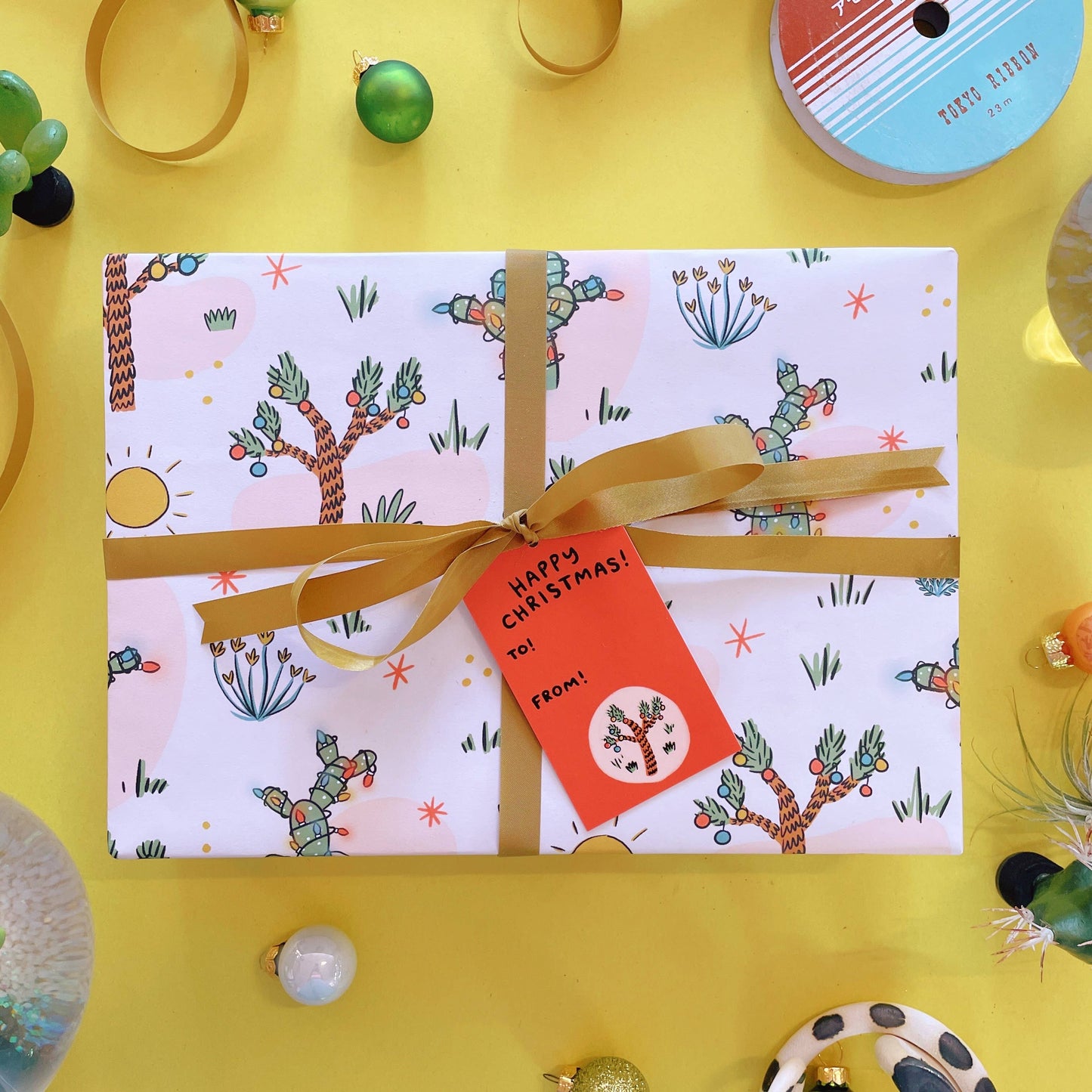 Christmas Cactus Wrapping Paper - 3 sheet roll