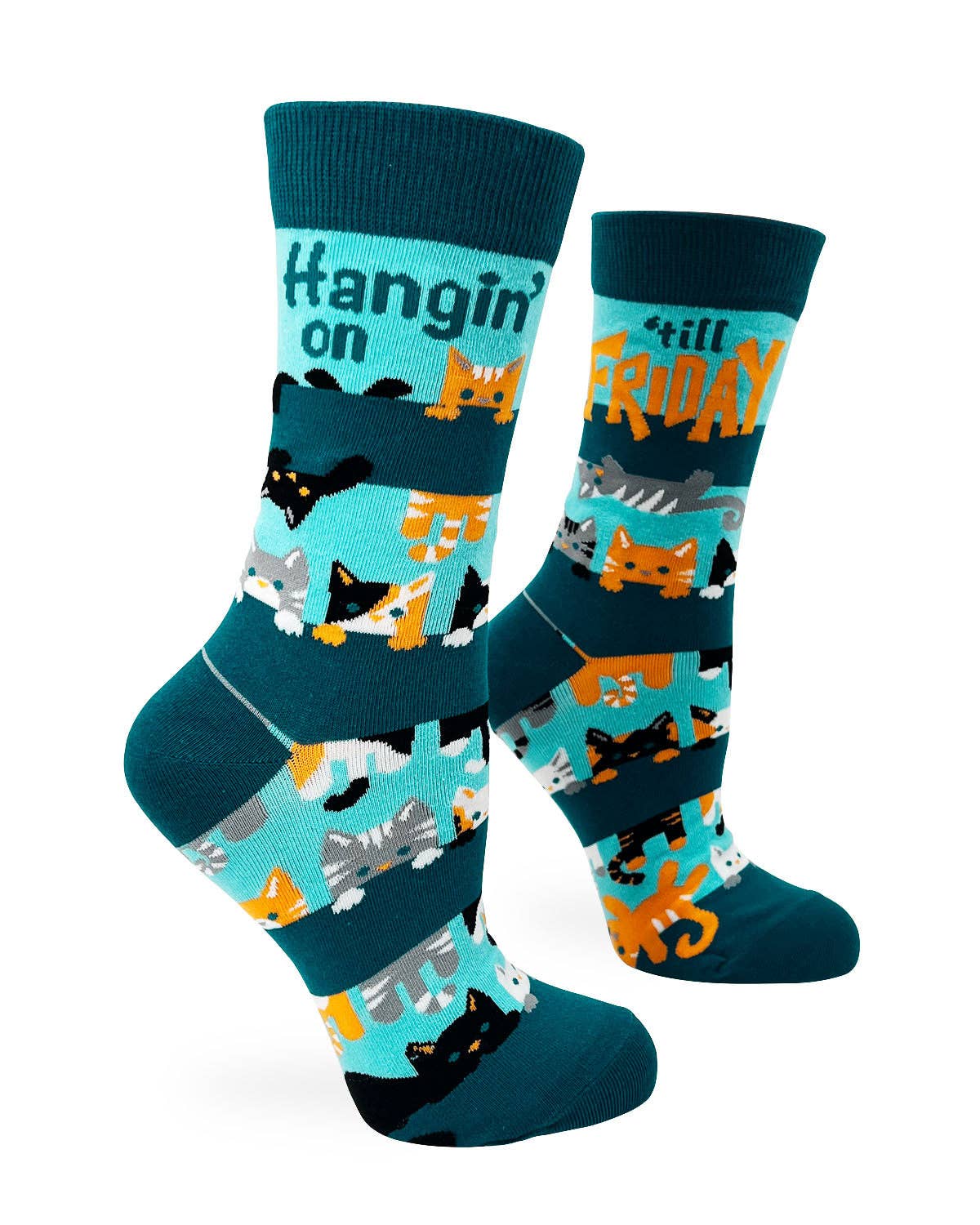 Hangin' on 'till Friday Women's Crew Socks with Cats