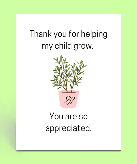 Helping My Child Grow Card