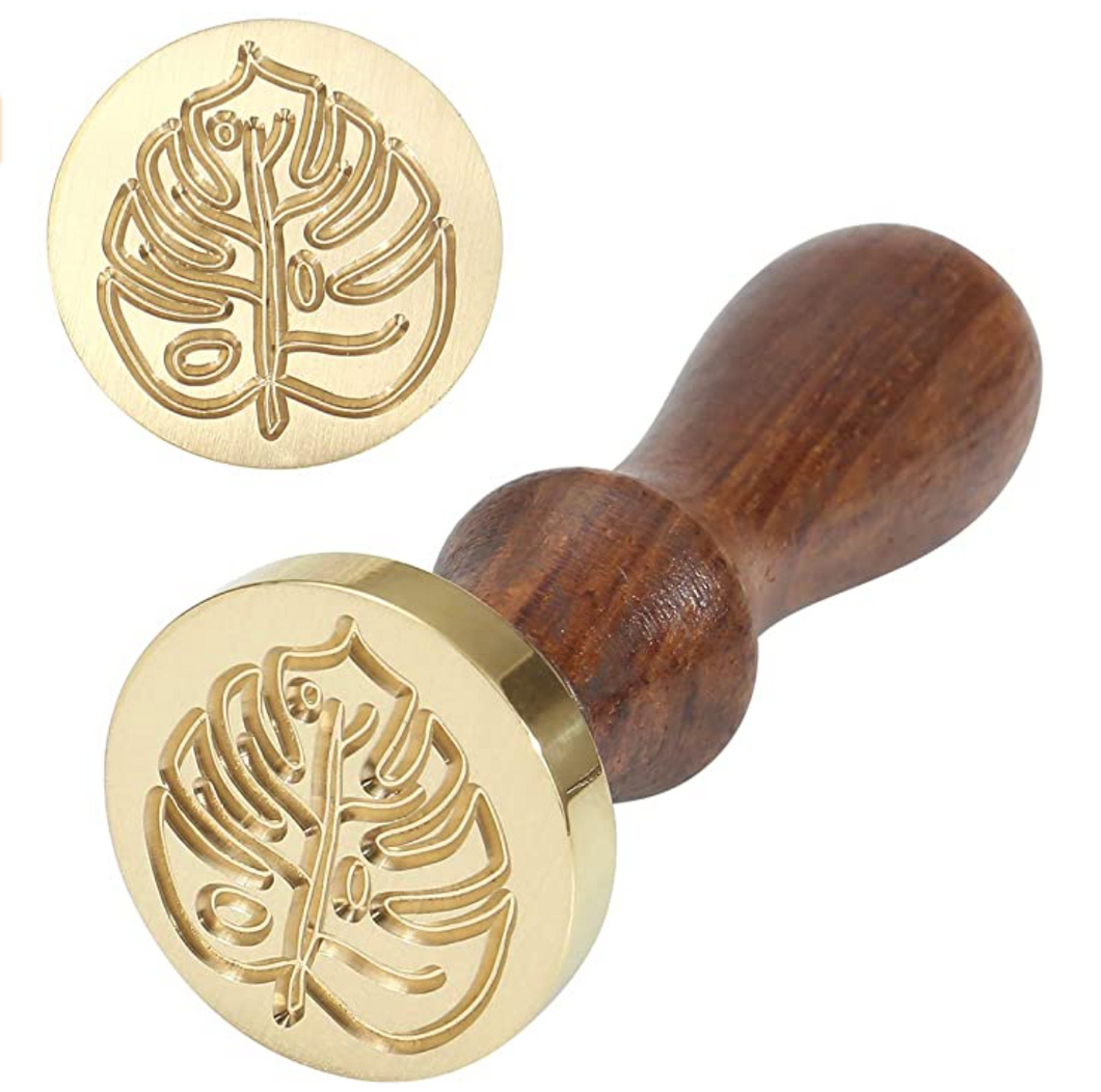 Wooden and Gold-Plated Wax Seal - Monstera