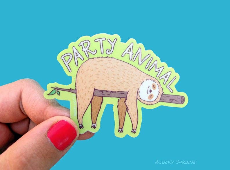 Sloth Party Animal Vinyl Sticker
