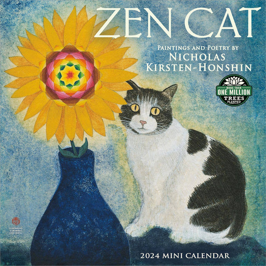 Zen Cat 2024 Mini Wall Calendar by Nicholas Kirsten-Honshin