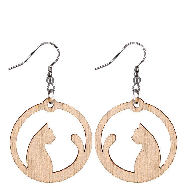 Cat in the Circle Earrings