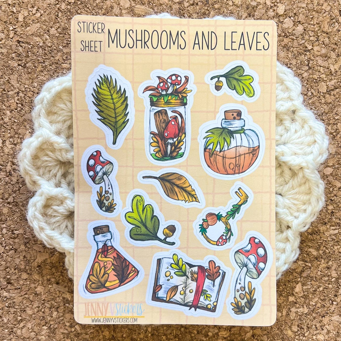 Mushrooms and Leaves Sticker Sheet