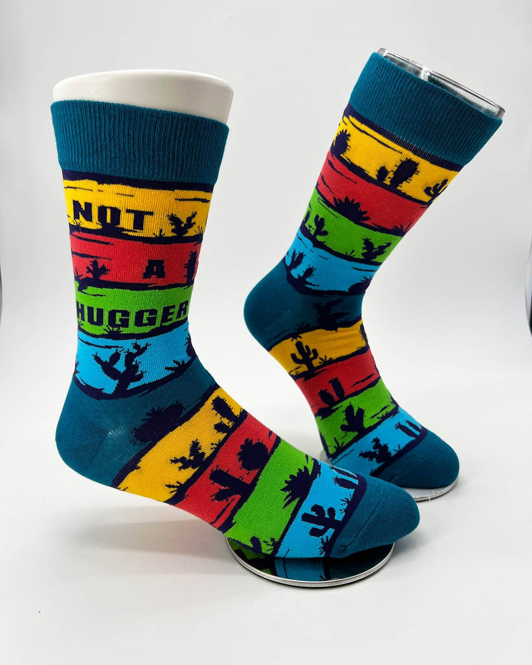 Not a Hugger Men's Crew Socks Featuring Cactuses
