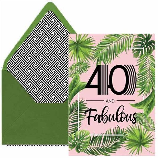 40 and Fabulous Palm Birthday Card