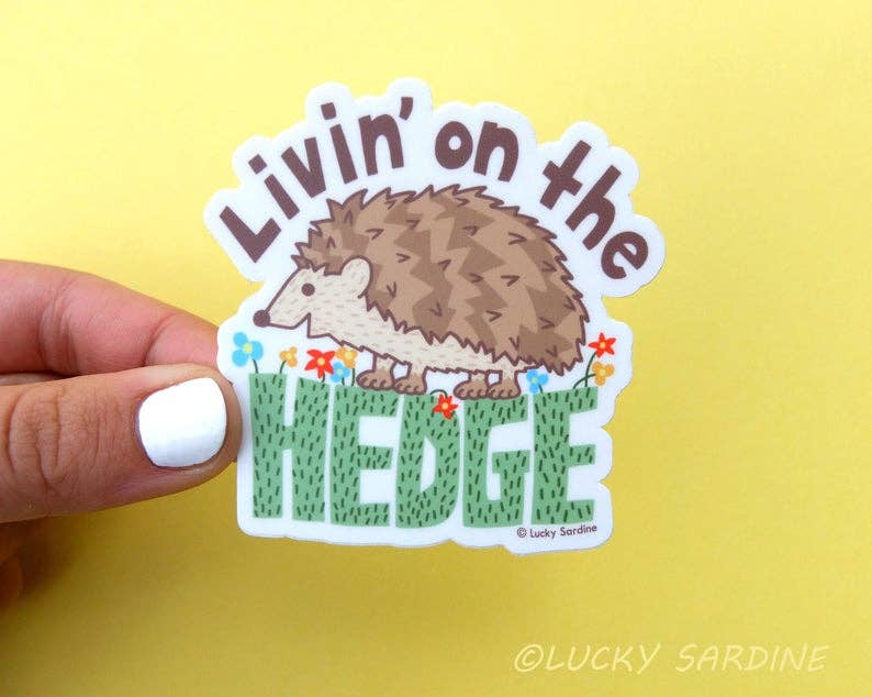 Hedgehog Livin On The Hedge Vinyl Sticker