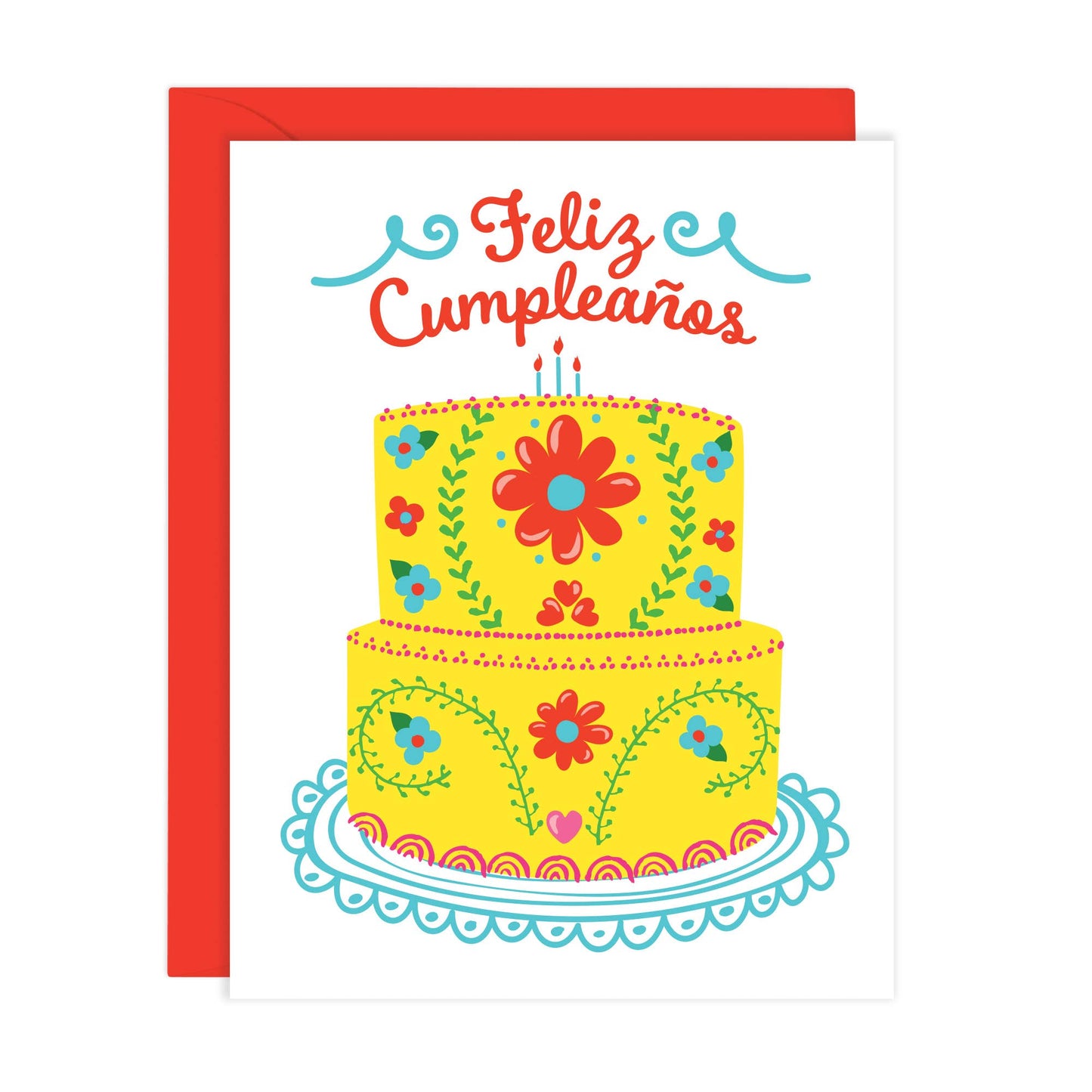 Mexican Embroidery Cake - Feliz Cumpleaños Card (A2)