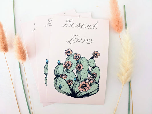 Desert Love Cactus Postcard