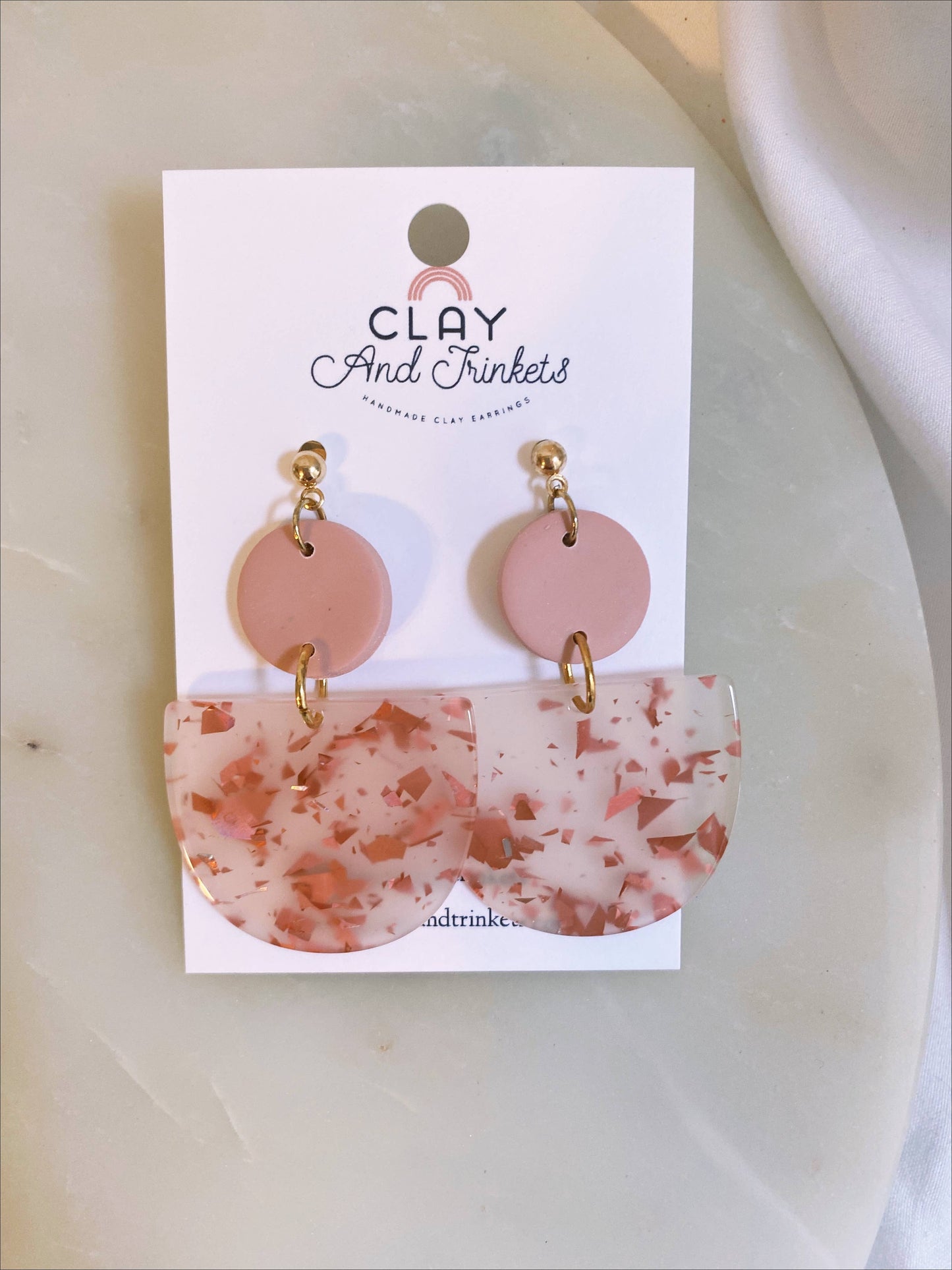 Pink and Rose Gold Sparkle Earrings