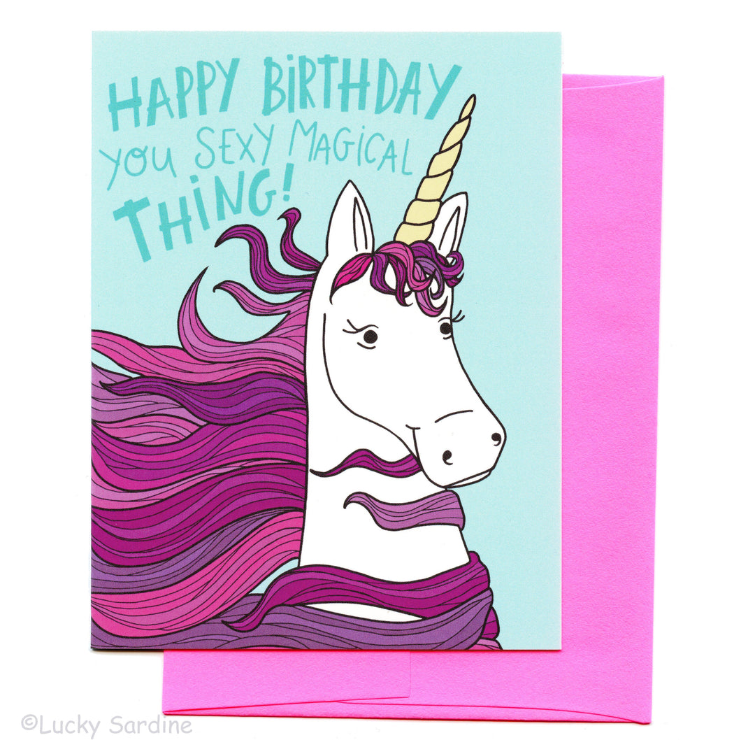 Sexy Magical Unicorn Birthday Greeting Card