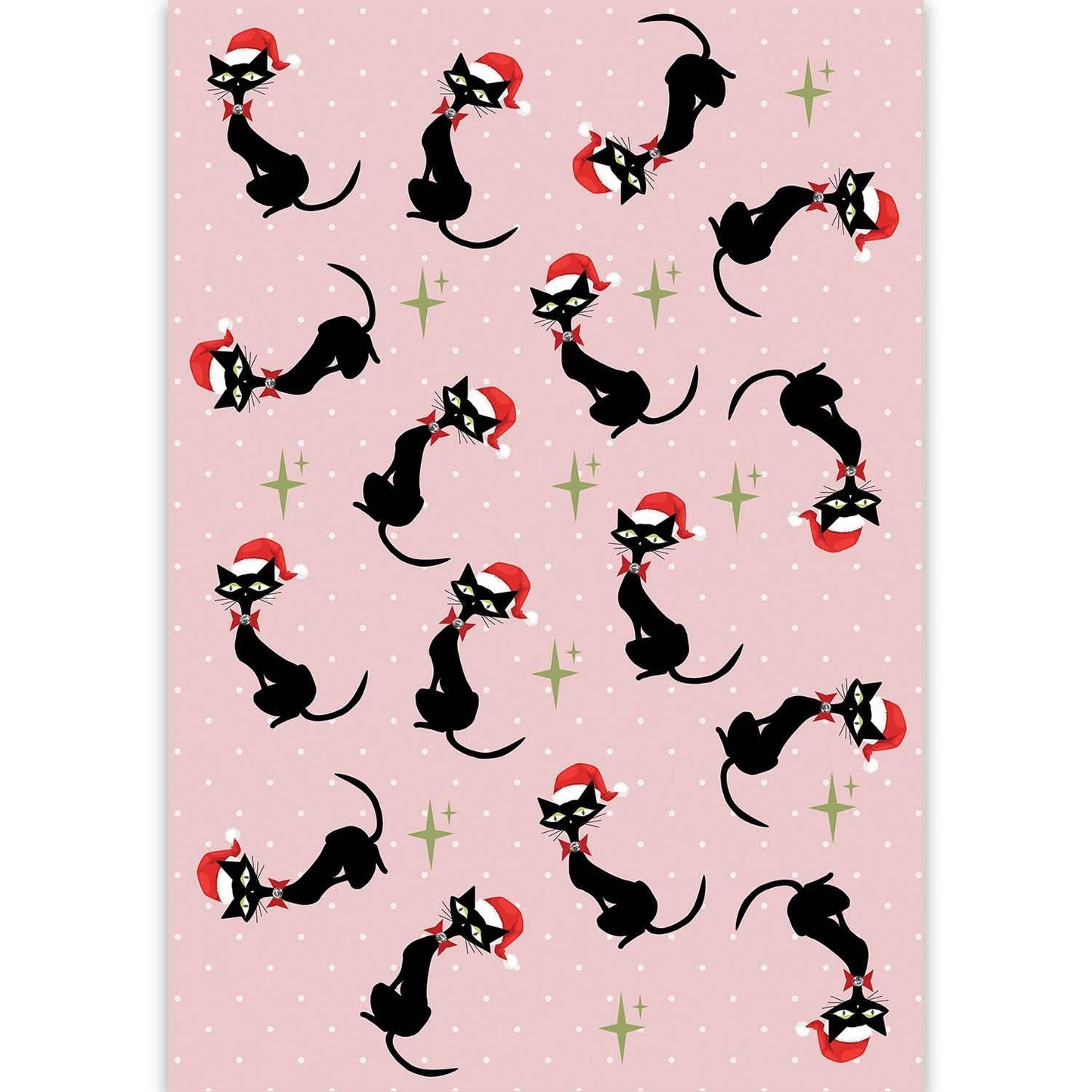 Holiday Meowy Christmas Black Cat Gift Wrap