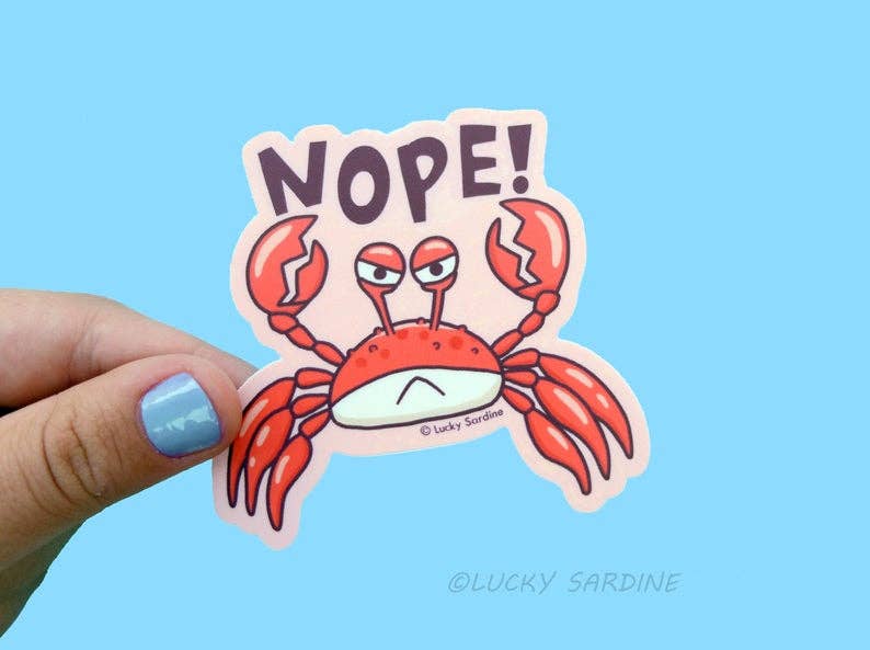 Crab Nope Vinyl Sticker