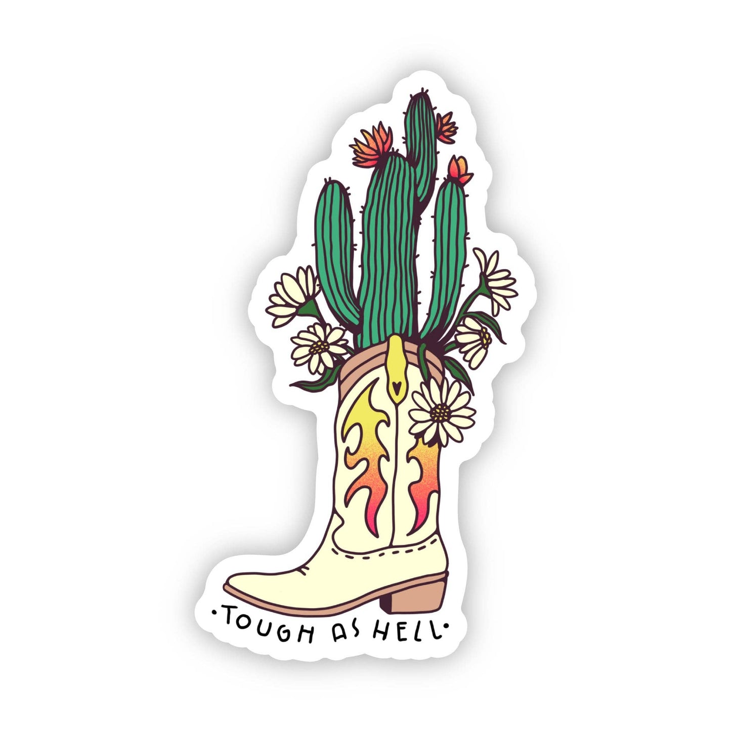 Tough As Hell Cactus Cowboy Boot Sticker
